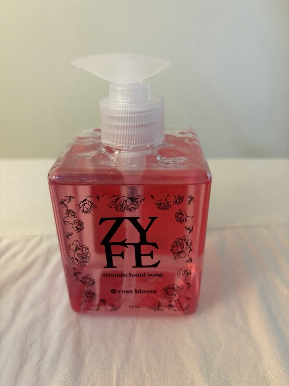 ZYFE Vitamin Hand Soap Rose Bloom 12 oz Hydration Elasticity Plant Based